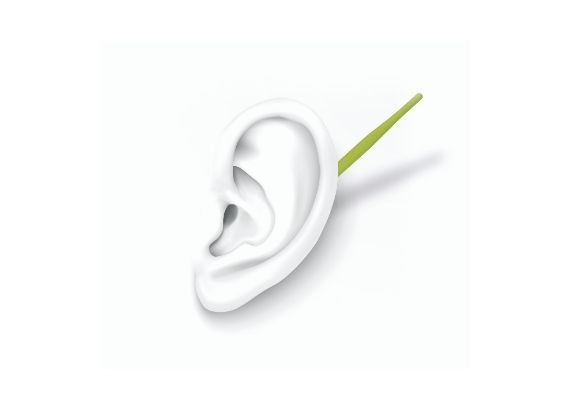 weißes Ohr mit grüner Antenne